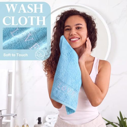 Hahafelt Decorative Bathroom Towel Set, Sky Blue