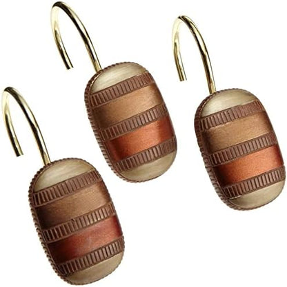 Zahari Home Contempo Shower Hooks Set - Rust-Proof Curtain Rings with Unique Design - 12 Resin Hooks for Customizing Your Shower Space
