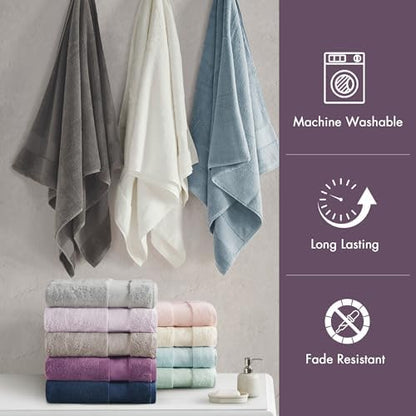 Madison Park 100% Turkish Cotton 600 GSM Bath Towel Set, 6 Piece, Purple