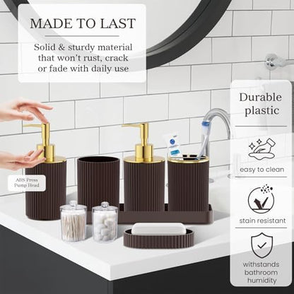Brown Bathroom Accessories Set, 10PC Bathroom Set