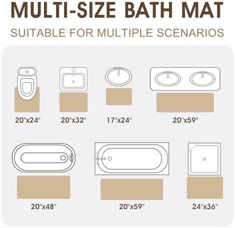 ACCUMTEK Memory Foam Bath Mat Set 3 Piece, Ultra Soft Absorbent Waffle Bathroom Rugs, Super Non-Slip PVC Backing Bath Rug Quick Dry, Machine Washable Rug for Tub, Shower, Home Decor Accessory, Beige