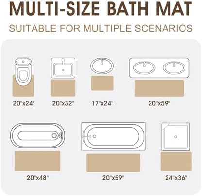 ACCUMTEK Memory Foam Bath Mat Set 3 Piece, Ultra Soft Absorbent Waffle Bathroom Rugs, Super Non-Slip PVC Backing Bath Rug Quick Dry, Machine Washable Rug for Tub, Shower, Home Decor Accessory, Beige