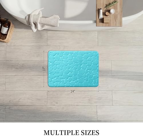 YIHOUSE Memory Foam Bath Mat Cobblestone Bathroom Rugs Super Water Absorbent Bath Mats for Bathroom Machine Washable Bath Rugs(17 x 24,Teal)