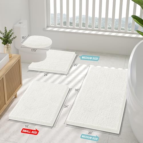 Smiry Bathroom Rugs 47X20, Luxury Chenille Extra Soft Absorbent Bath Mat