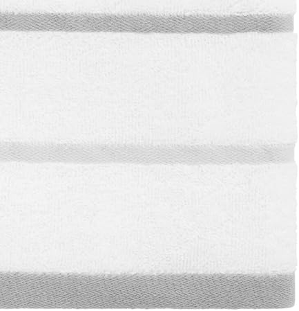 IZOD – Hand Towels, Plush Ringspun Cotton Blend with Striped Design and Dark Hem Finish, Set of 2 (Sandbar Grey)