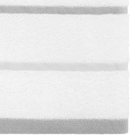 IZOD – Hand Towels, Plush Ringspun Cotton Blend with Striped Design and Dark Hem Finish, Set of 2 (Sandbar Grey)