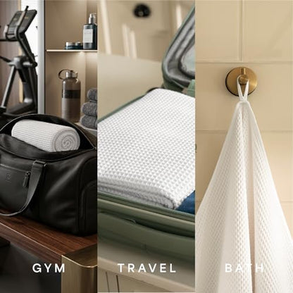 S&T INC. Aura Waffle Bath Towels, 4 Pack, 30" x 60", White