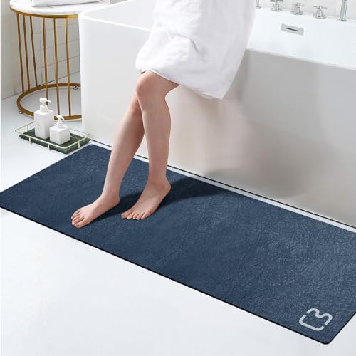 RUERYA Navy Long Bathroom Rugs Large Stone Bath Mats for Bathroom,15.7"x47"