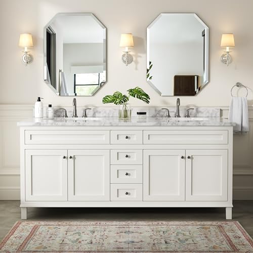 Silver Wall Mirror-Beveled Edge Frameless Mirror for Bathroom, Vanity, Bedroom, Rectangle Mirrors （24X32inch）
