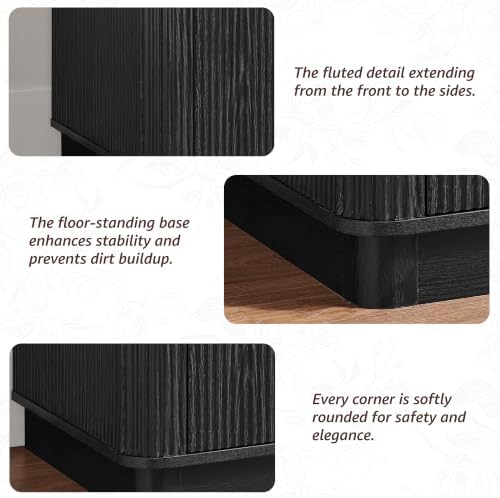 T4TREAM 72" Fluted Bathroom Vanity with 2 Single Sinks, Black Oak