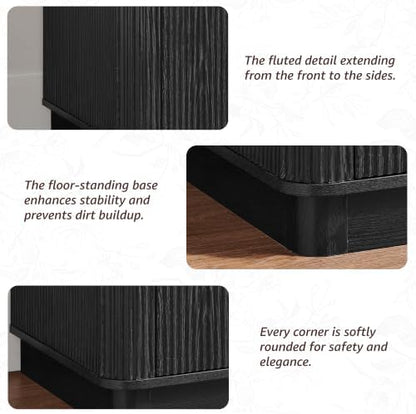 T4TREAM 36" Fluted Bathroom Vanity with Single Sink, Black Oak