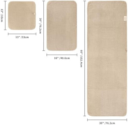 POLYTE 430 GSM Poly Blend Microfiber Quick Dry Waffle Bath Towel Set of 6