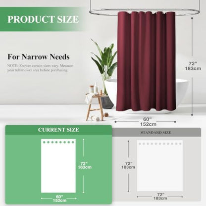 Dynamene Stall Waffle Shower Curtain 256 GSM Heavy Fabric 60x72 Burgundy