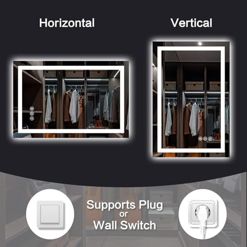 40"x 30" LED Bathroom Mirror with Lights, 90CRI Anti-Fog Wall Vanity Mirror