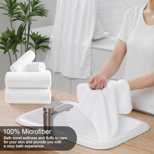 Ycosy 4 Pack Extra Large Microfiber Bath Towels Set,35x70 inches,600GSM,Less Lint Highly Absorbent Super Soft & Quick Dry,Oversized Bath Towels,Perfect for Bathroom Gym Pool,White