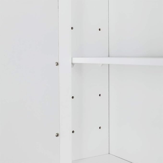 Karl home White Wall Mounted Medicine Cabinet, Single Mirror Bath Storage | Wooden Wall Cabinet with Adjustable Shelves for Bathroom, Living Room, Entryway Storage