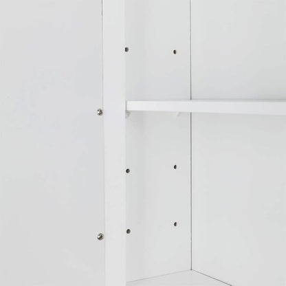Karl home White Wall Mounted Medicine Cabinet, Single Mirror Bath Storage | Wooden Wall Cabinet with Adjustable Shelves for Bathroom, Living Room, Entryway Storage
