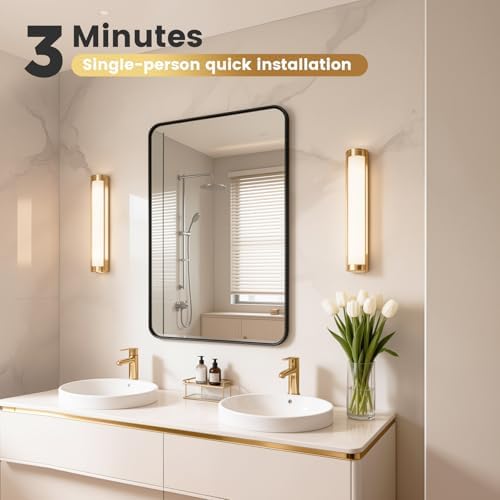48" x 36" Large Black Bathroom Mirrors for Over Sink