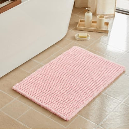 Triohero Waffle Bath Mat, Cute Bathroom Rugs, 20x30 Light Peachy Pink