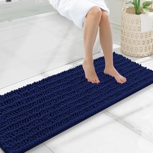 Smiry Bathroom Rugs 47X17, Extra Soft Rubber Backing Chenille Bath Mats