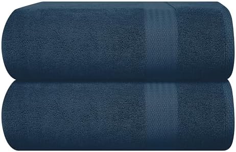 GLAMBURG Premium Cotton Oversized 2 Pack Bath Sheet 35x70-100% Pure Cotton - Ideal for Everyday use - Ultra Soft & Highly Absorbent - Machine Washable - Mineral Blue