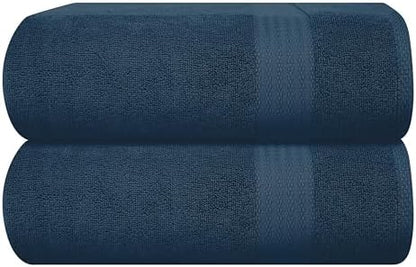 GLAMBURG Premium Cotton Oversized 2 Pack Bath Sheet 35x70-100% Pure Cotton - Ideal for Everyday use - Ultra Soft & Highly Absorbent - Machine Washable - Mineral Blue