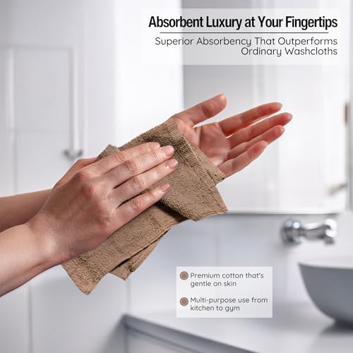 Living Fashions Washcloths, 13" x 13" Washcloths 12 Pack, Face Towels
