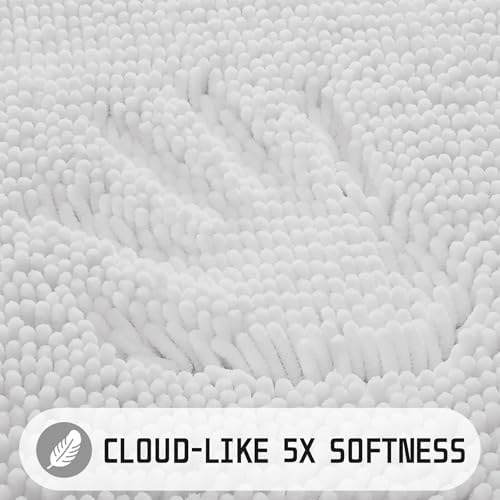 Yimobra Large Bathroom Rugs 36"x24", Non Slip Bath Mat for Tub, Shaggy Rug Floor Carpet, Extra Soft Super Absorbent Quick Dry, Machine Washable,White