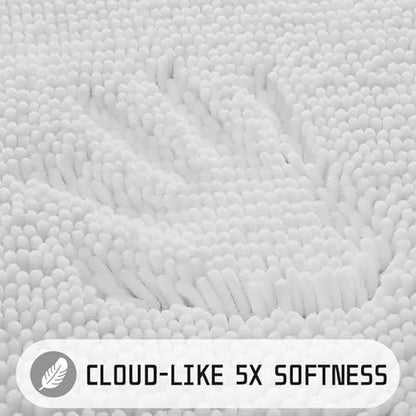 Yimobra Large Bathroom Rugs 36"x24", Non Slip Bath Mat for Tub, Shaggy Rug Floor Carpet, Extra Soft Super Absorbent Quick Dry, Machine Washable,White