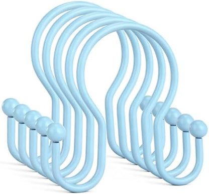 Goowin Shower Curtain Hooks, 12 Pcs Shower Curtain Rings, Stainless Steel Shower Curtain Hangers, Metal Shower Curtain Hooks Rings Rust Proof, Minimalist Shower Hooks for Shower Curtain, Blue