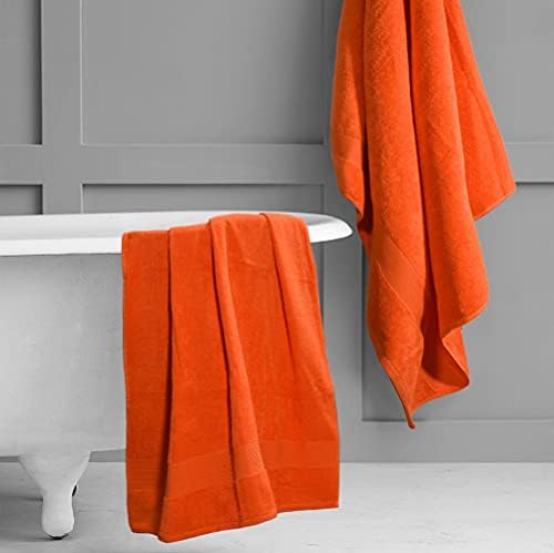 Belizzi Home Premium Cotton Oversized 2 Pack Bath Sheet 35x70-100% Pure Cotton - Ideal for Everyday use - Ultra Soft & Highly Absorbent - Machine Washable - Orange
