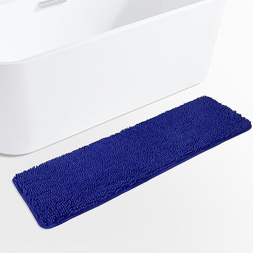 Yeaban Chenille Royal Blue Bathroom Runner Rug 17"x47"