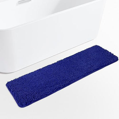 Yeaban Chenille Royal Blue Bathroom Runner Rug 17"x47"