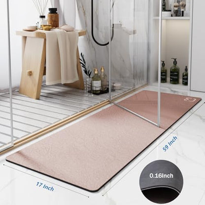 Extra Long Bathroom Runner Stone Bath Mats for Bathroom,17"x59"Blush Pink