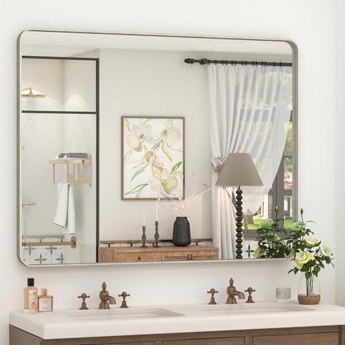 48x36 Inch Brushed Silver Bathroom Mirror
