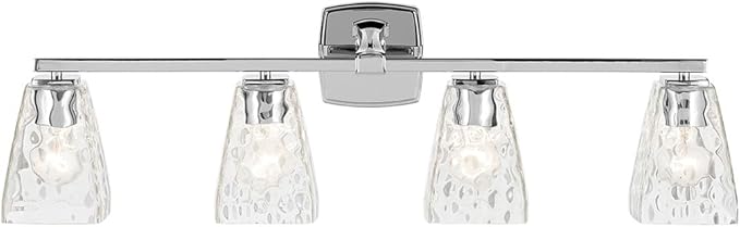 Kichler Marant 33.25" 4-Light Vanity Light with Clear Water Glass in Chrome, for Bathroom, Powder Room, Over a Mirror, (33.25" W x 9.5" H), 55217CHWTR