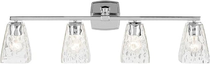 Kichler Marant 33.25" 4-Light Vanity Light with Clear Water Glass in Chrome, for Bathroom, Powder Room, Over a Mirror, (33.25" W x 9.5" H), 55217CHWTR