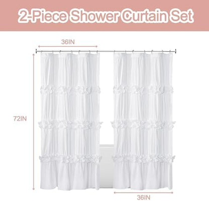 Homechoice Decor 2 Pack Fabric Shower Curtain Set, 36" W x 72" L x 2 Panels