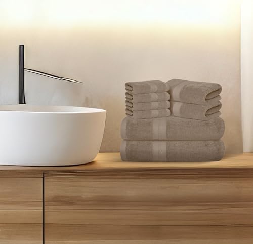 Avalon Towels Beige Bath Towels, Beige Towel Set, 8pc