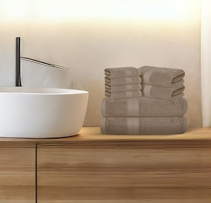 Avalon Towels Beige Bath Towels, Beige Towel Set, 8pc