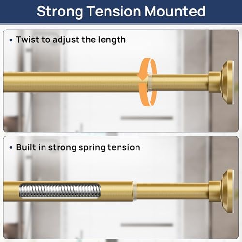 ENJOYBASICS 1" Gold Shower Curtain Rod, 30-88" Adjustable, Secure Tension