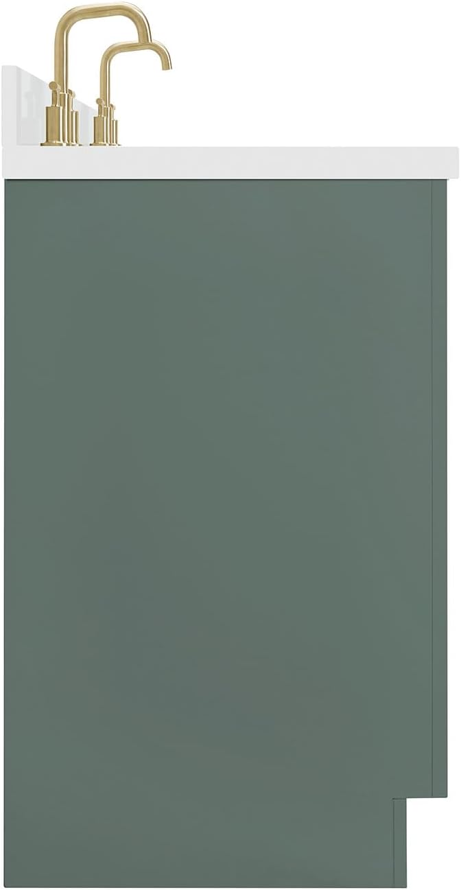 ARIEL Milan 72-inch Bathroom Vanity with Sink,Solid Wood, 1.5-inch Pure White Quartz Countertop, Double Rectangular Porcelain Sink, Soft Closing Doors, Dovetail Drawers, Vintage Green