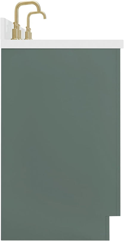 ARIEL Milan 72-inch Bathroom Vanity with Sink,Solid Wood, 1.5-inch Pure White Quartz Countertop, Double Rectangular Porcelain Sink, Soft Closing Doors, Dovetail Drawers, Vintage Green