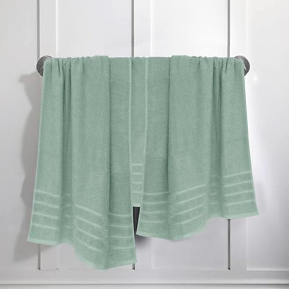 Feather & Stitch 100% Cotton 625 GSM Bath Towel Set of 6, Ultra Soft Highly Absorbent 2 Bath Towels, 2 Hand Towels & 2 Washcloth - Luxury Quick Dry Shower Towels (Granite Green)