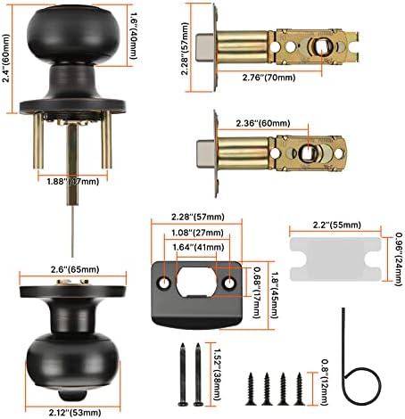 Haidms 5 Pack Oil Rubbed Bronze Door Knobs Interior, Bronze Privacy Interior Door Knobs for Bedroom or Bathroom Classic Round Doorknobs Hardware