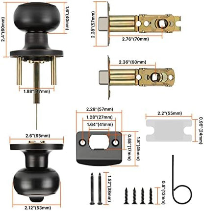 Haidms 5 Pack Oil Rubbed Bronze Door Knobs Interior, Bronze Privacy Interior Door Knobs for Bedroom or Bathroom Classic Round Doorknobs Hardware