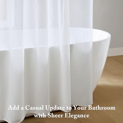 Madison Park Anna Sheer Shower Curtain for Bathroom, 72 x 72, White