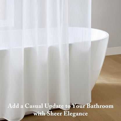 Madison Park Anna Sheer Shower Curtain for Bathroom, 72 x 72, White