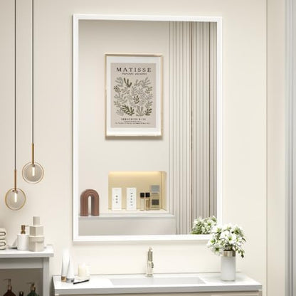 White Framed Bathroom Mirror 24x36, White Vanity Mirrors for Wall