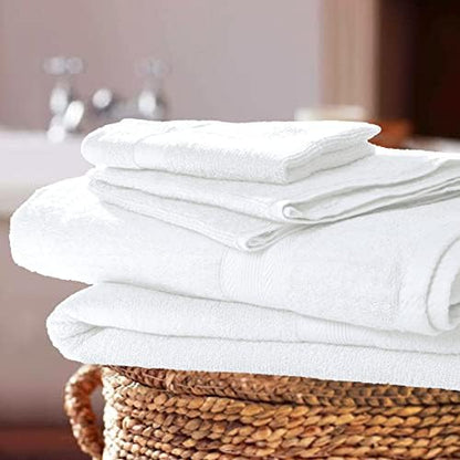 BOUTIQUO White Bath Towel Set - 8 Piece Set, 2 Bath 27x54, 2 Hand 16x28, 4 Wash 13x13 - 100% Ring Spun Cotton, Ultra Soft, Highly Absorbent